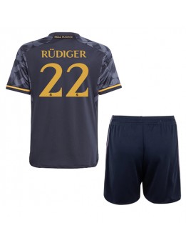Real Madrid Antonio Rudiger #22 Replika Borta Kläder Barn 2023-24 Kortärmad (+ byxor)
